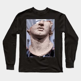 Glitter Greek Roman Vaporwave Statue Collage Aesthetic Long Sleeve T-Shirt